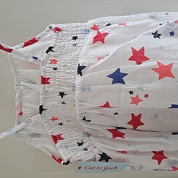 Cat & Jack white summer dress with red and blue multi star summer dress - Picture 3 of 14